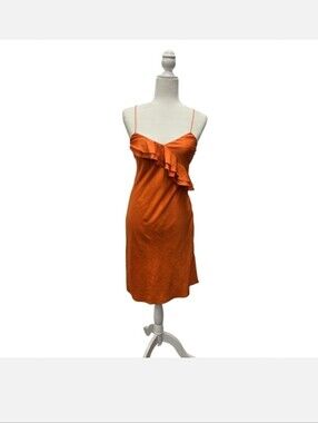 Ralph Lauren Linen Ruffle Dress in Orange